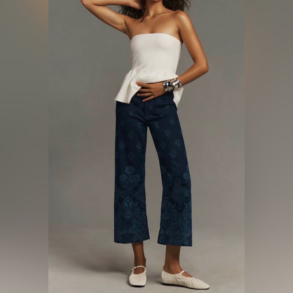 Anthropologie Maeve The Collette Cropped Wide Leg Jeans